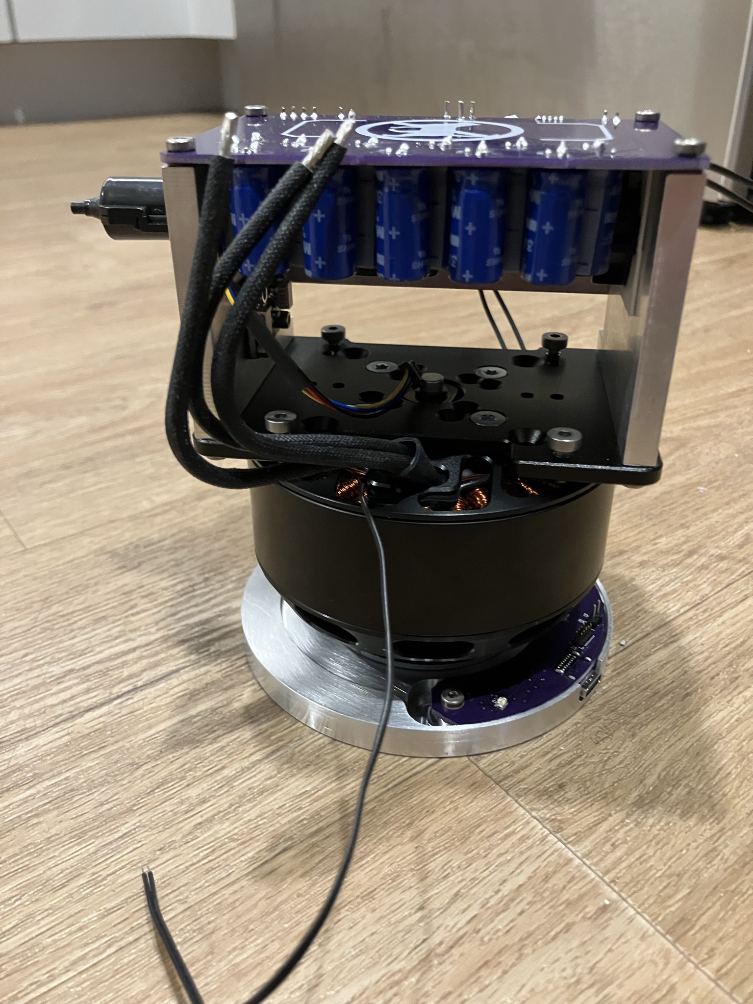 The view from the side of the mechanical assembly.