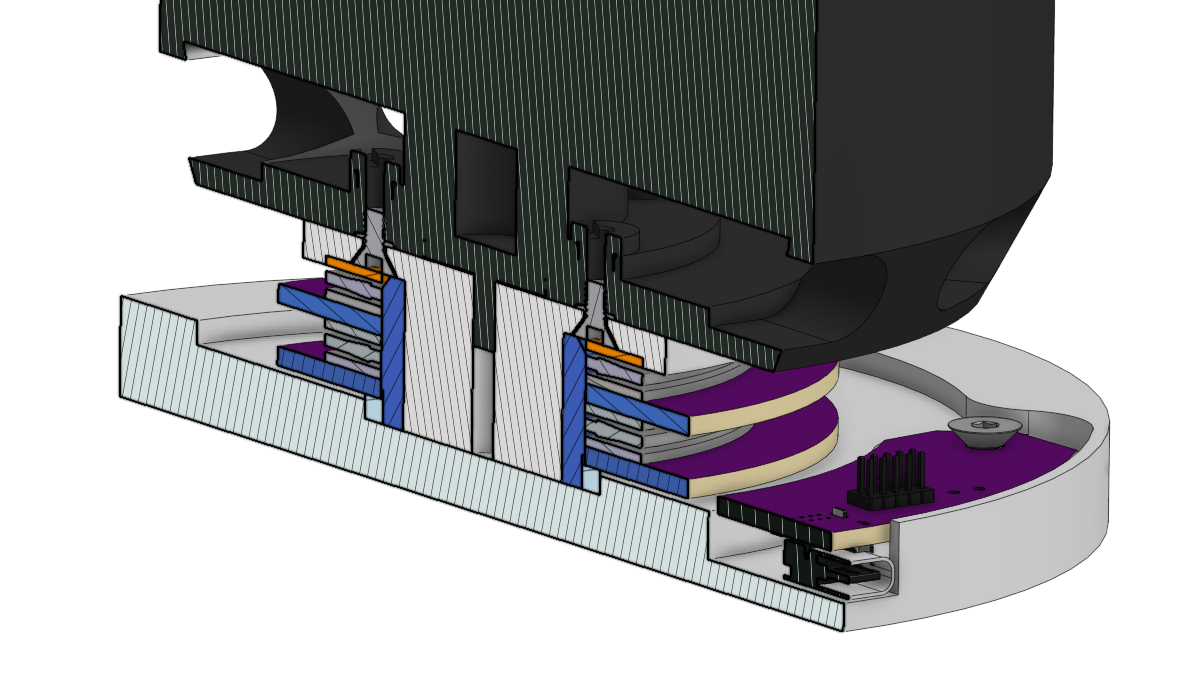 CAD for the slipring, showing a stack of two thrust bearings