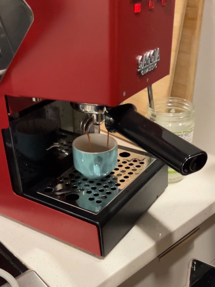 Brewing an espresso.