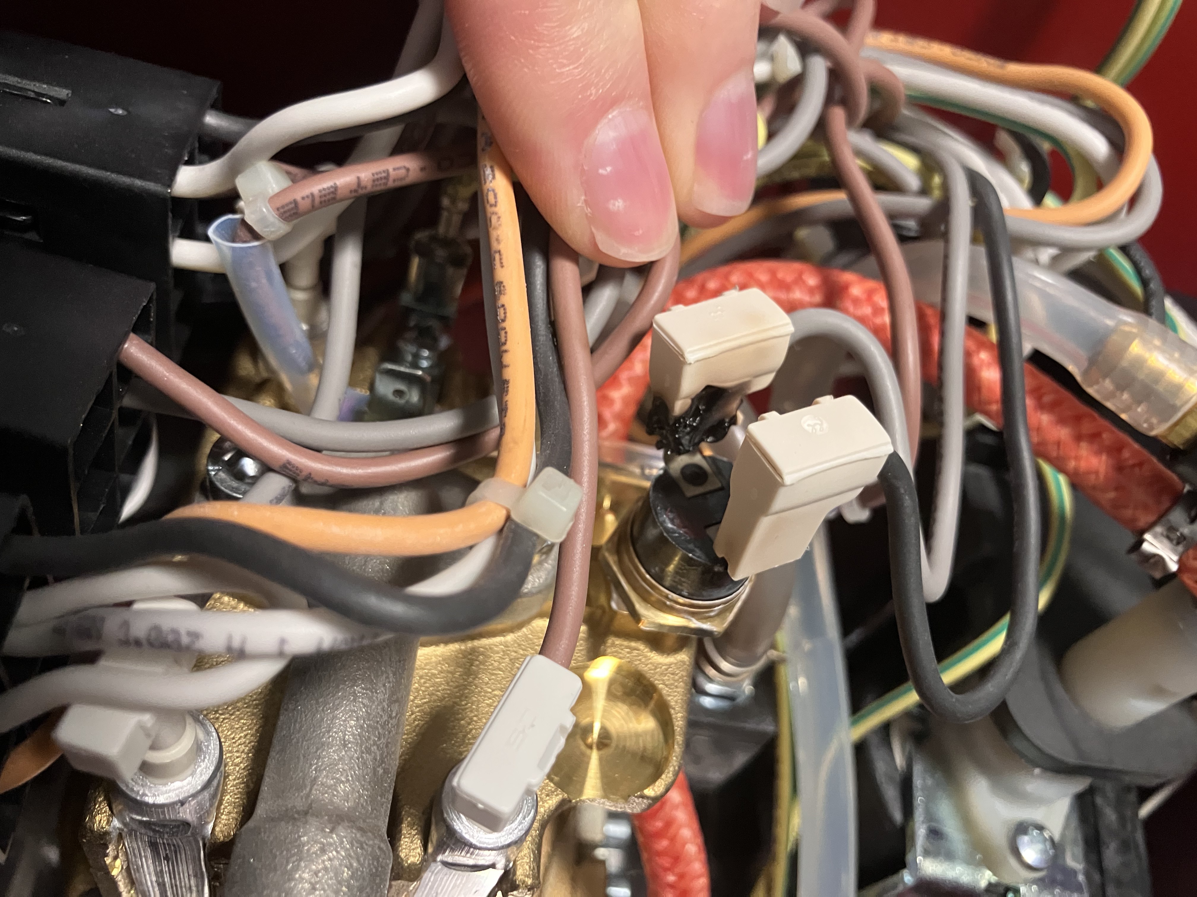 The burned steam thermostat.