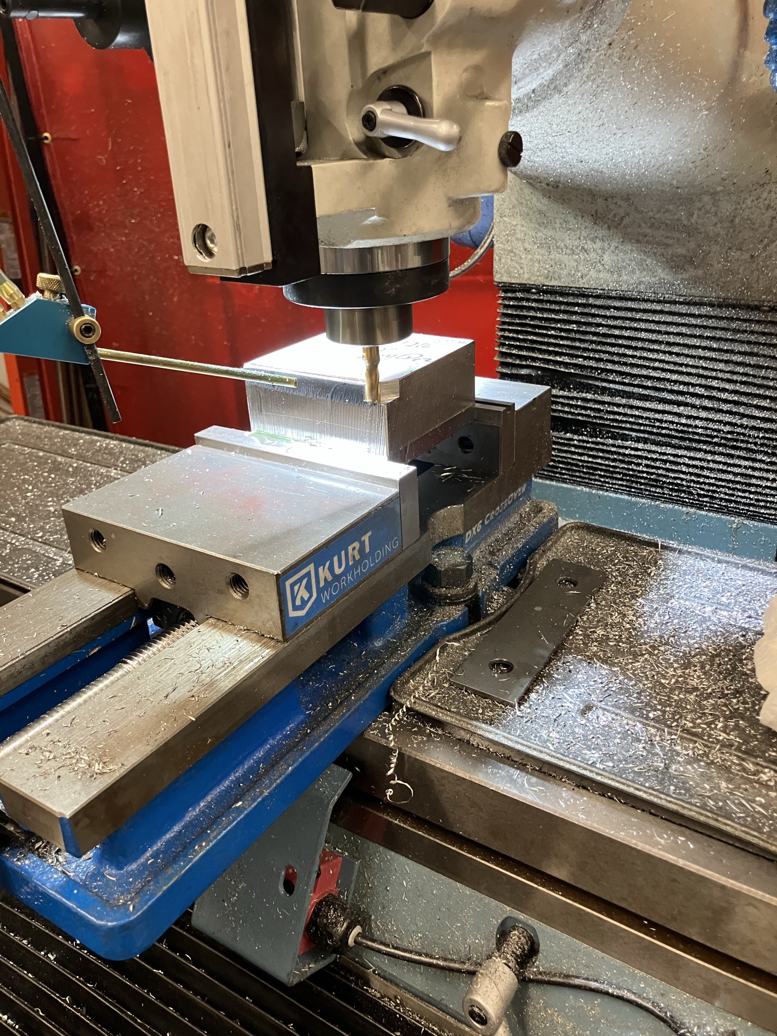 Starting to mill the corner of the group head