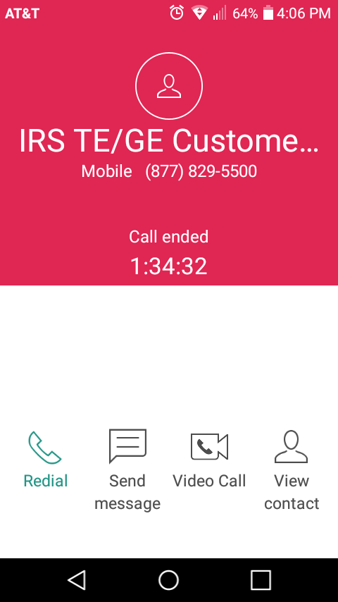 two hours on the phone with the IRS