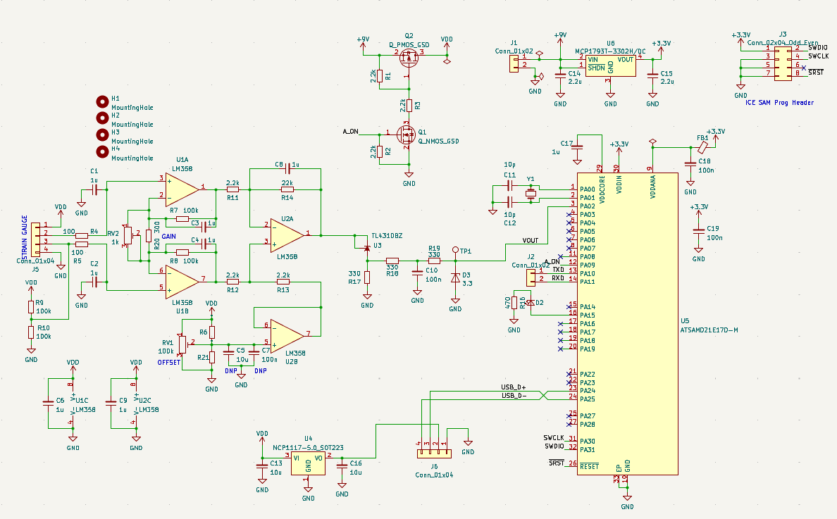 The schematic for the well depth controller PCB.