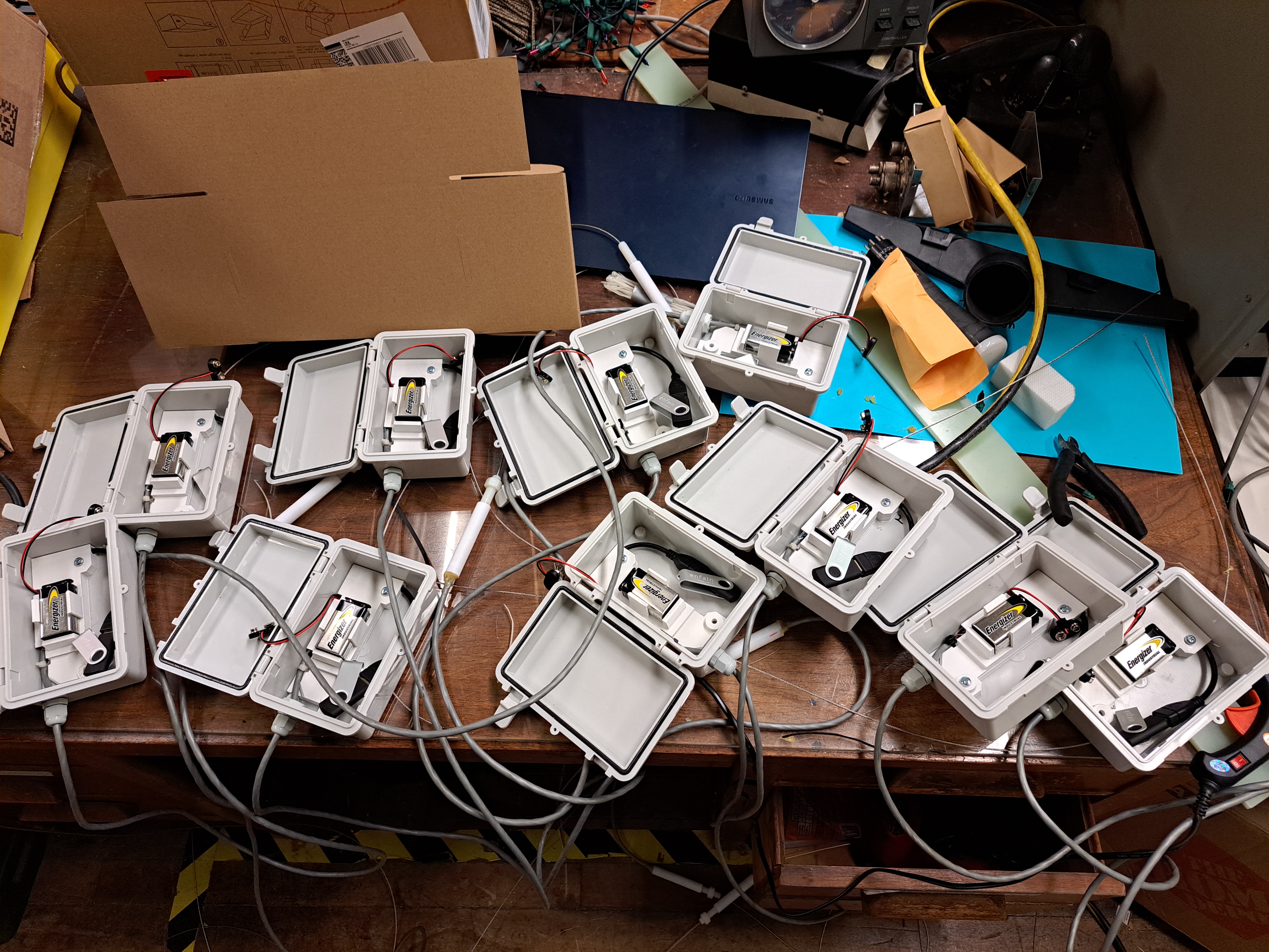 Ten completed well monitor devices.